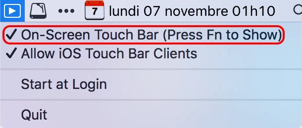 options touch bar macos