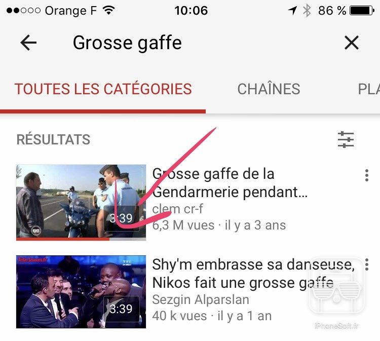 youtube maj ios video lues non lues