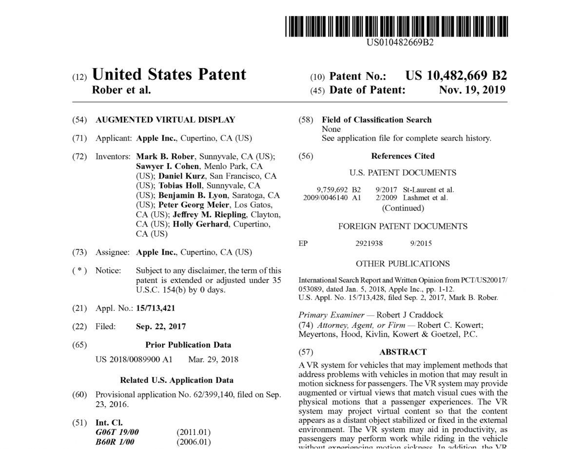 preuve depot de brevet apple car