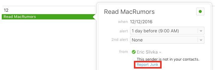 report junk icloud calendar