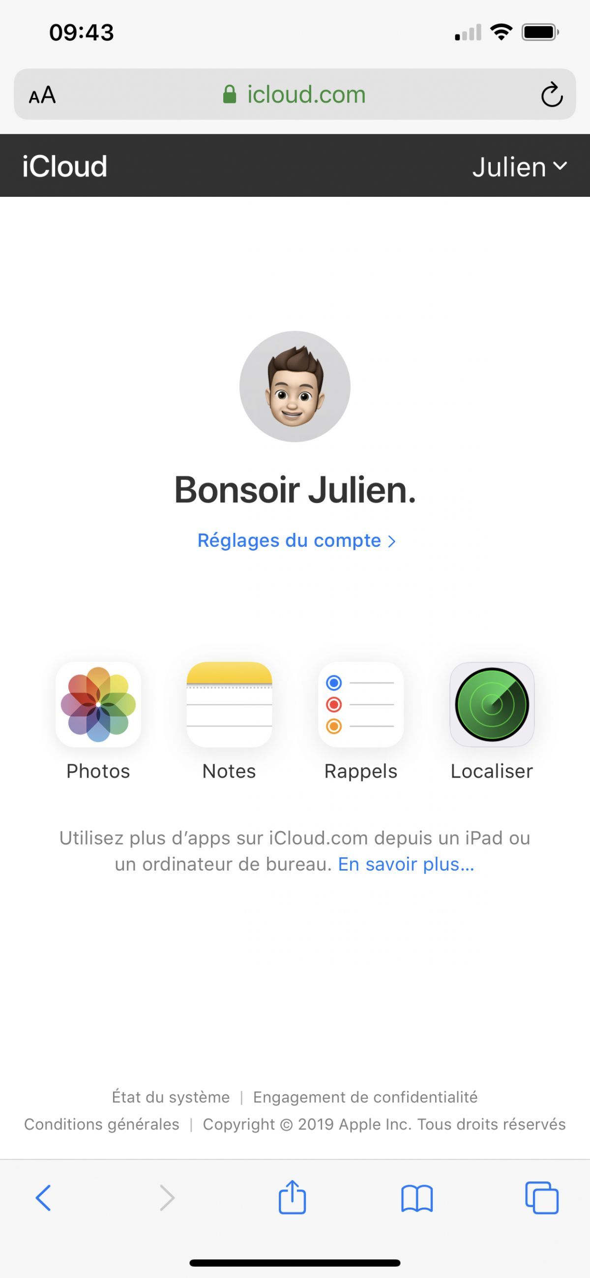 nouvel icloud mobile