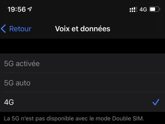 5g reglages iphone 12 france