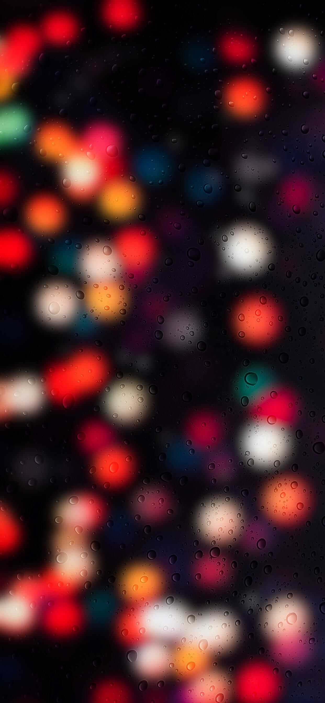 fond ecran noel christmas lights rain drops red