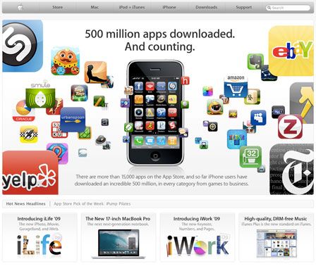AppStore fait le plein de téléchargements 500 millions
