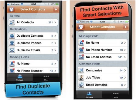 contacts cleaner iphone app