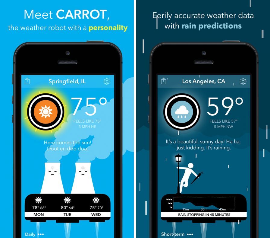 carrot weather iphone change location
