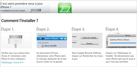iPhone installation mise à jour 2.2